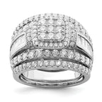 Sterling Silver Rhodium-Plated Cubic Zirconi Square Cut 3 Piece Set Ring