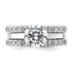 Sterling Silver Rhodium-Plated 8mm Cubic Zirconi Solitaire & 2 Cubic Zirconi Bands Set