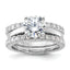 Sterling Silver Rhodium-Plated 8mm Cubic Zirconi Solitaire & 2 Cubic Zirconi Bands Set