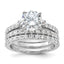 Sterling Silver Rhodium-Plated 8mm Cubic Zirconi Ring & 2 Cubic Zirconi Band Set