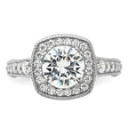 Sterling Silver Rhodium-plated 8mm Center CZ Halo Ring