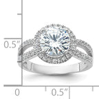 Sterling Silver Rhodium-plated Halo 8mm Center CZ Ring