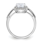 Sterling Silver Rhodium-Plated 9x7 Cushion Cubic Zirconi Ring
