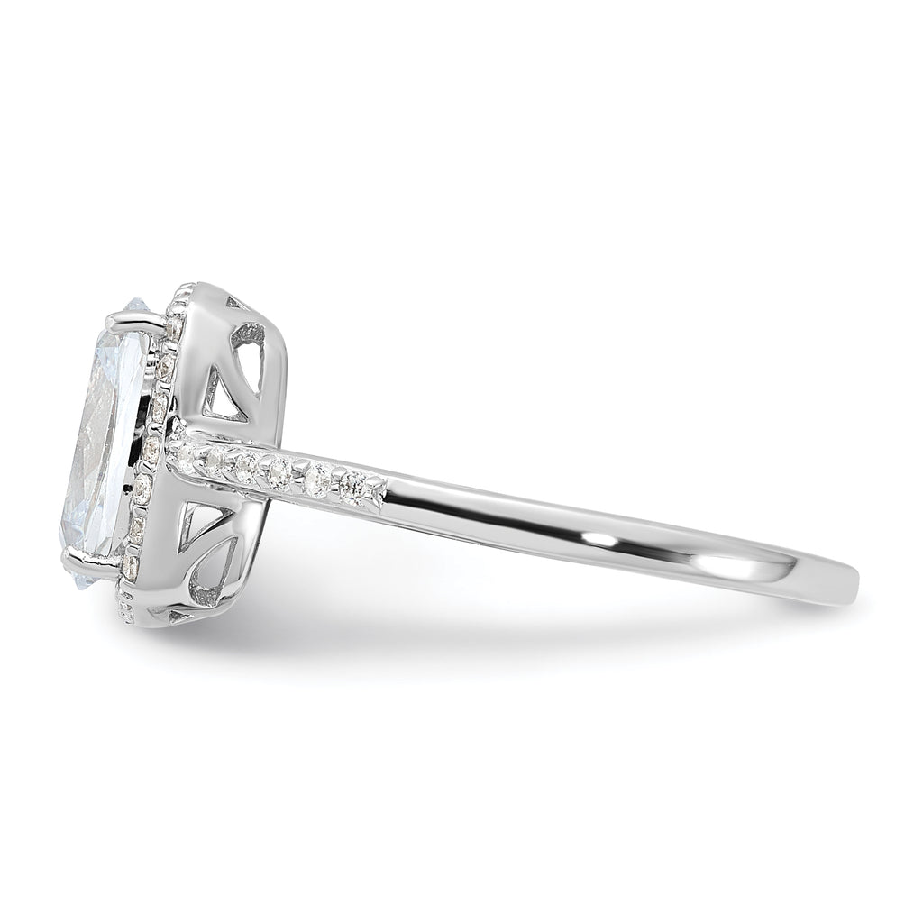 Sterling Silver Rhodium-Plated 9x7 Cushion Cubic Zirconi Ring