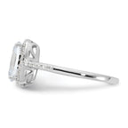 Sterling Silver Rhodium-Plated 9x7 Cushion Cubic Zirconi Ring