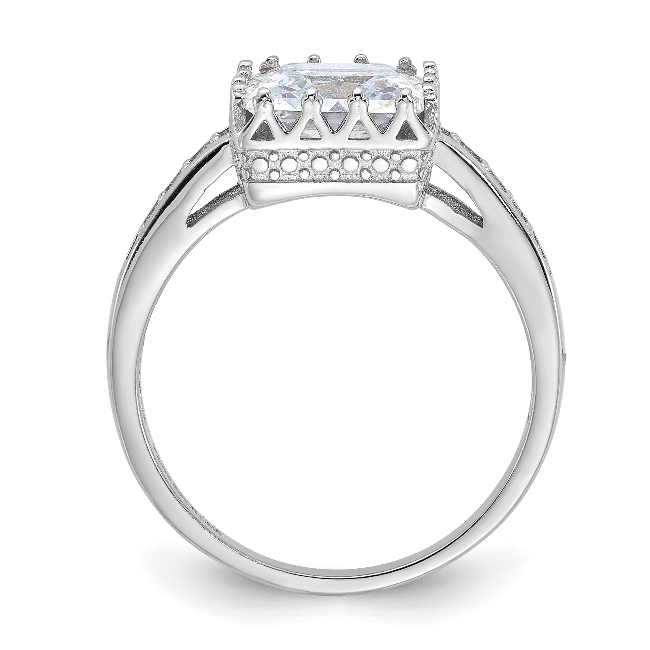 Sterling Silver Rhodium-plated Polished CZ Ring Secondary image
