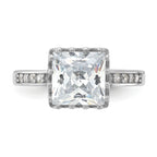 Sterling Silver Rhodium-plated Polished CZ Ring