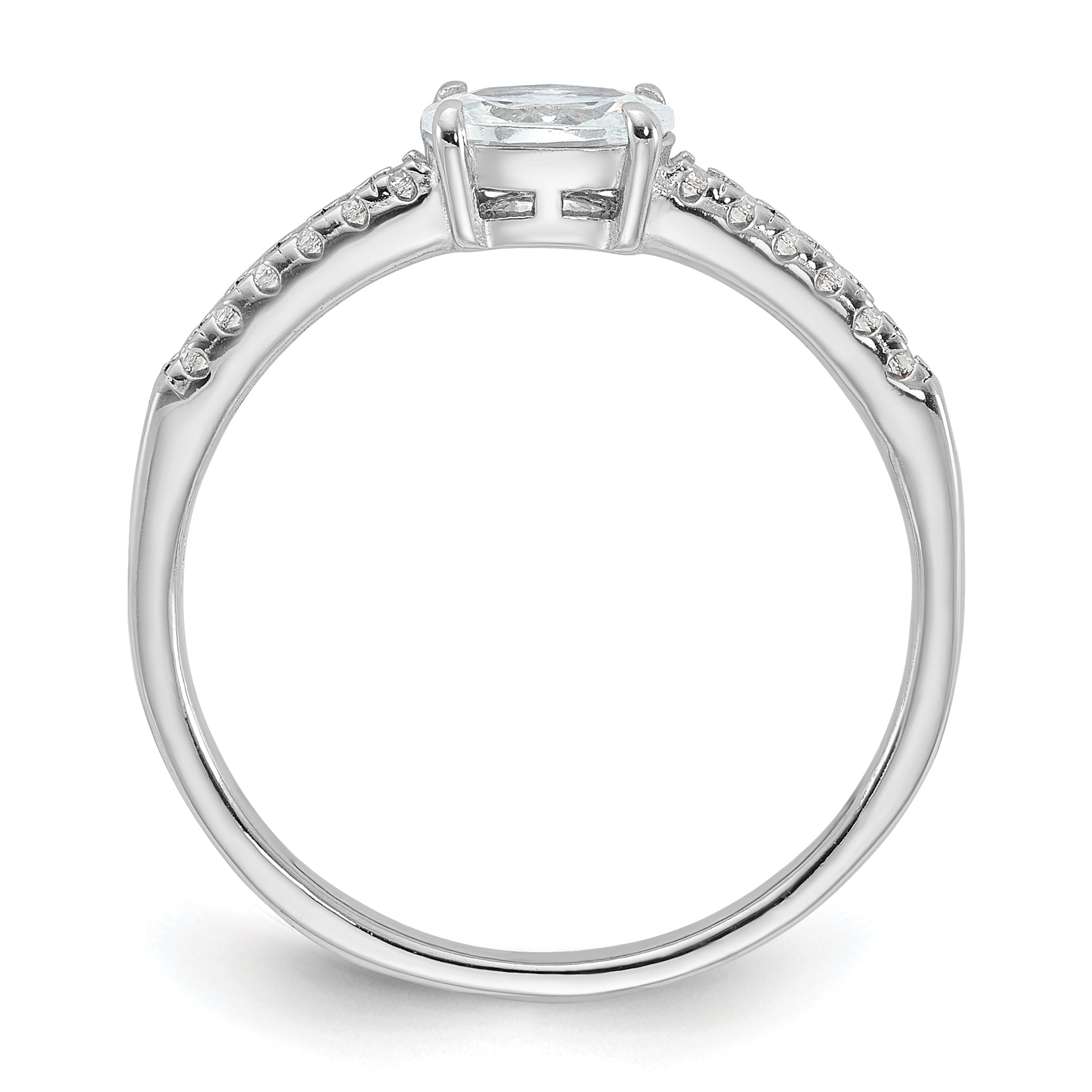 Sterling Silver Rhodium-plated Oval CZ Ring Secondary image