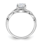Sterling Silver Rhodium-plated 6.5mm CZ Twisted Ring