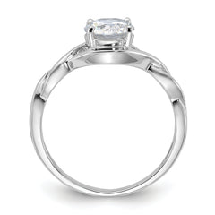 Sterling Silver Rhodium-plated 6.5mm CZ Twisted Ring