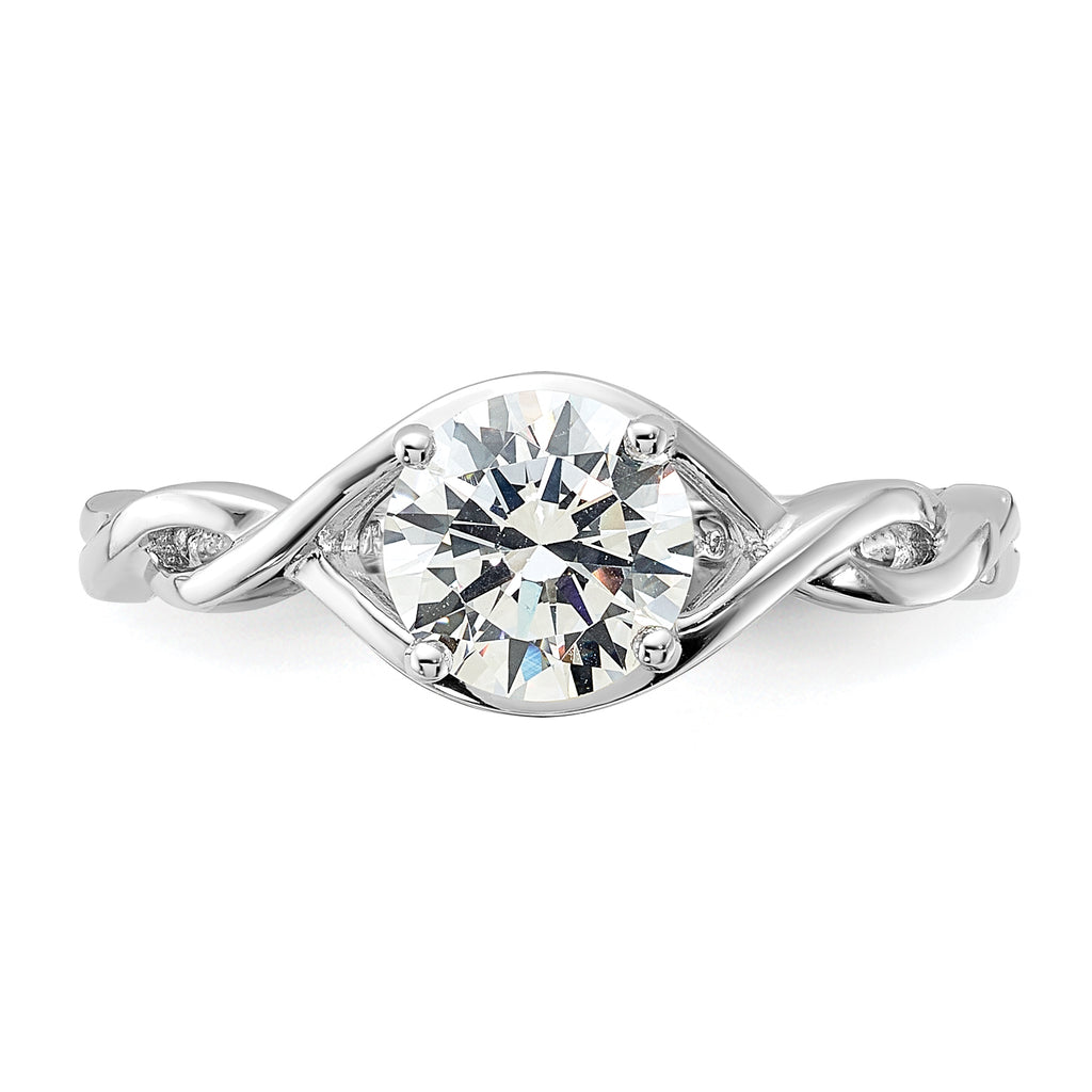 Sterling Silver Rhodium-plated 6.5mm CZ Twisted Ring