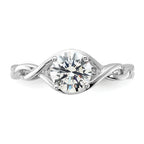 Sterling Silver Rhodium-plated 6.5mm CZ Twisted Ring