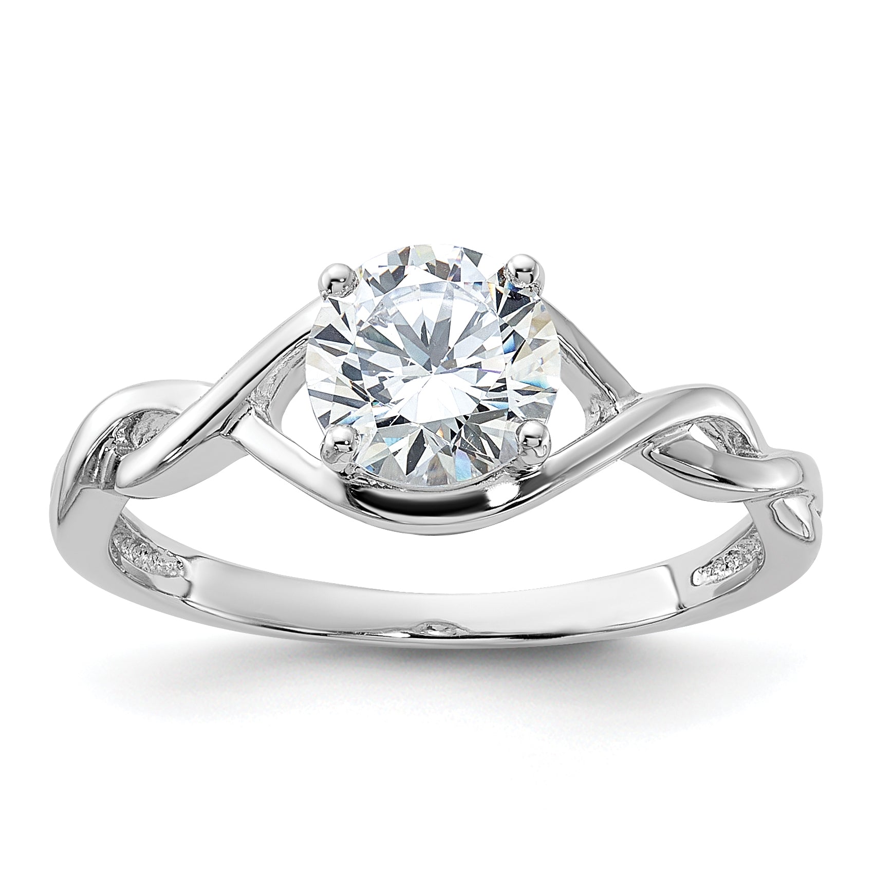 Sterling Silver Rhodium-plated 6.5mm CZ Twisted Ring Main image