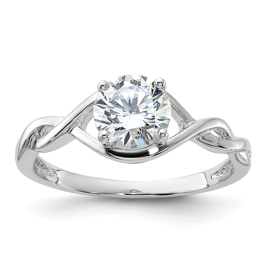 Sterling Silver Rhodium-plated 6.5mm CZ Twisted Ring
