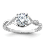 Sterling Silver Rhodium-plated 6.5mm CZ Twisted Ring