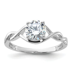 Sterling Silver Rhodium-plated 6.5mm CZ Twisted Ring