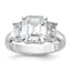 Sterling Silver Rhodium-plated Emerald-cut CZ 3-stone Ring