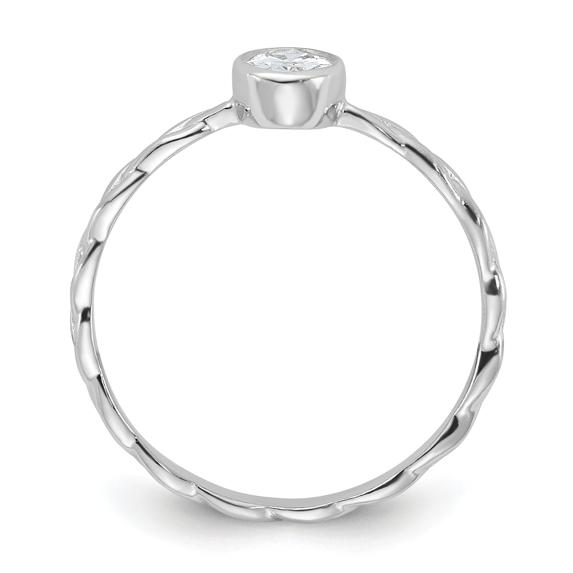 Sterling Silver Rhodium Plated CZ Braided Ring Secondary image