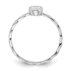 Sterling Silver Rhodium Plated CZ Braided Ring