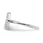 Sterling Silver Rhodium Plated CZ Star & Moon Ring