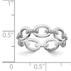 Sterling Silver Rhodium-plated CZ Bars & Oval Links Band