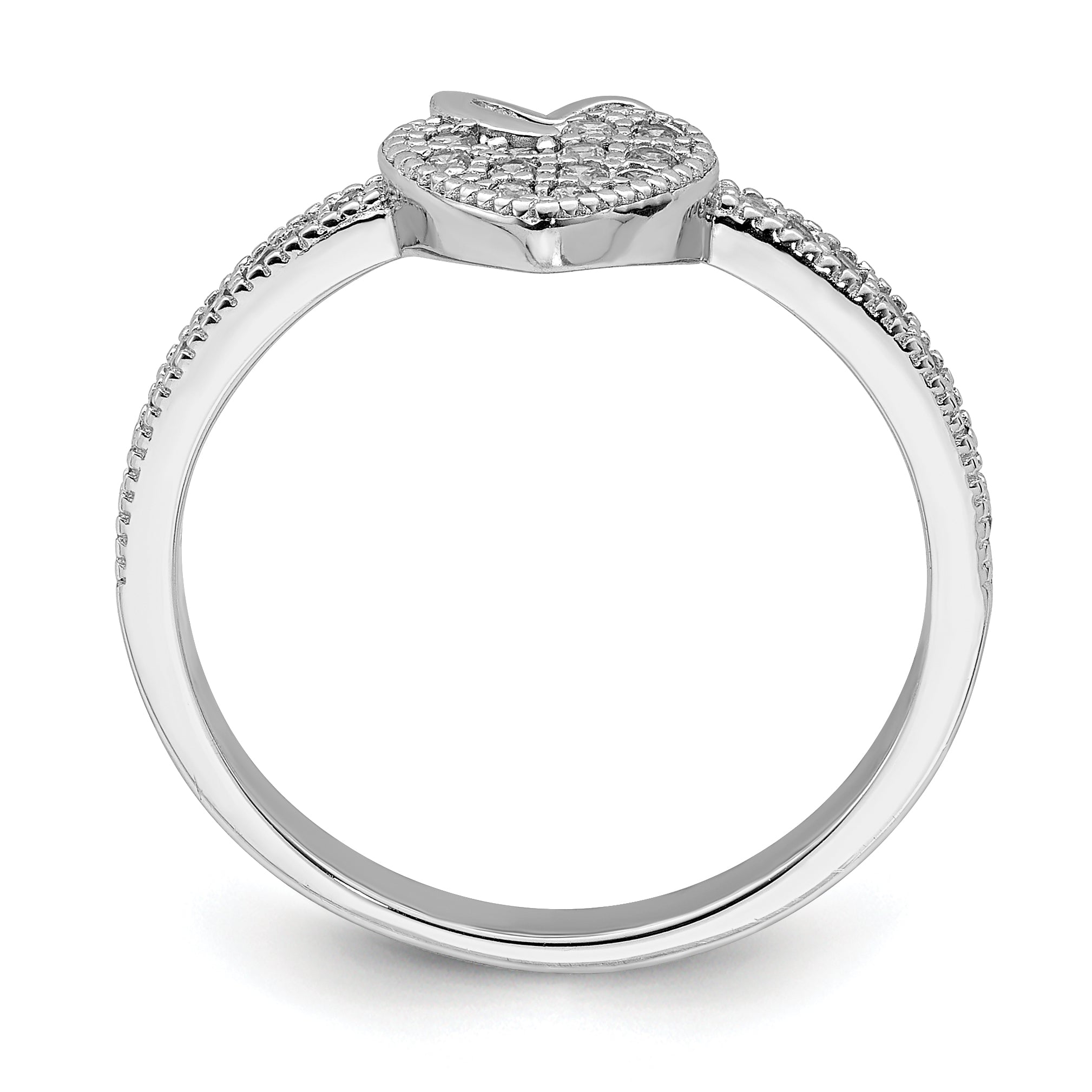 Sterling Silver Hearts Rhodium-Plated plated Cubic Zirconi Ring Secondary image
