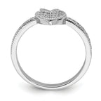 Sterling Silver Hearts Rhodium-Plated plated Cubic Zirconi Ring