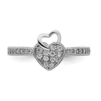 Sterling Silver Hearts Rhodium-Plated plated Cubic Zirconi Ring