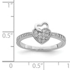 Sterling Silver Hearts Rhodium-Plated plated Cubic Zirconi Ring