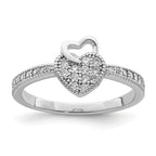Sterling Silver Hearts Rhodium-Plated plated Cubic Zirconi Ring