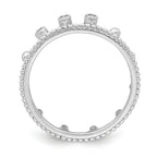 Sterling Silver Rhodium-Plated Cubic Zirconi Crown Ring
