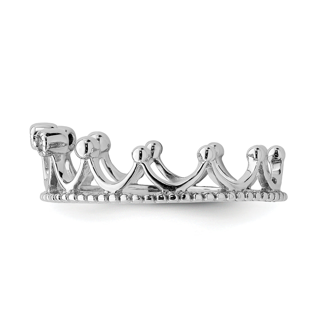 Sterling Silver Rhodium-Plated Cubic Zirconi Crown Ring