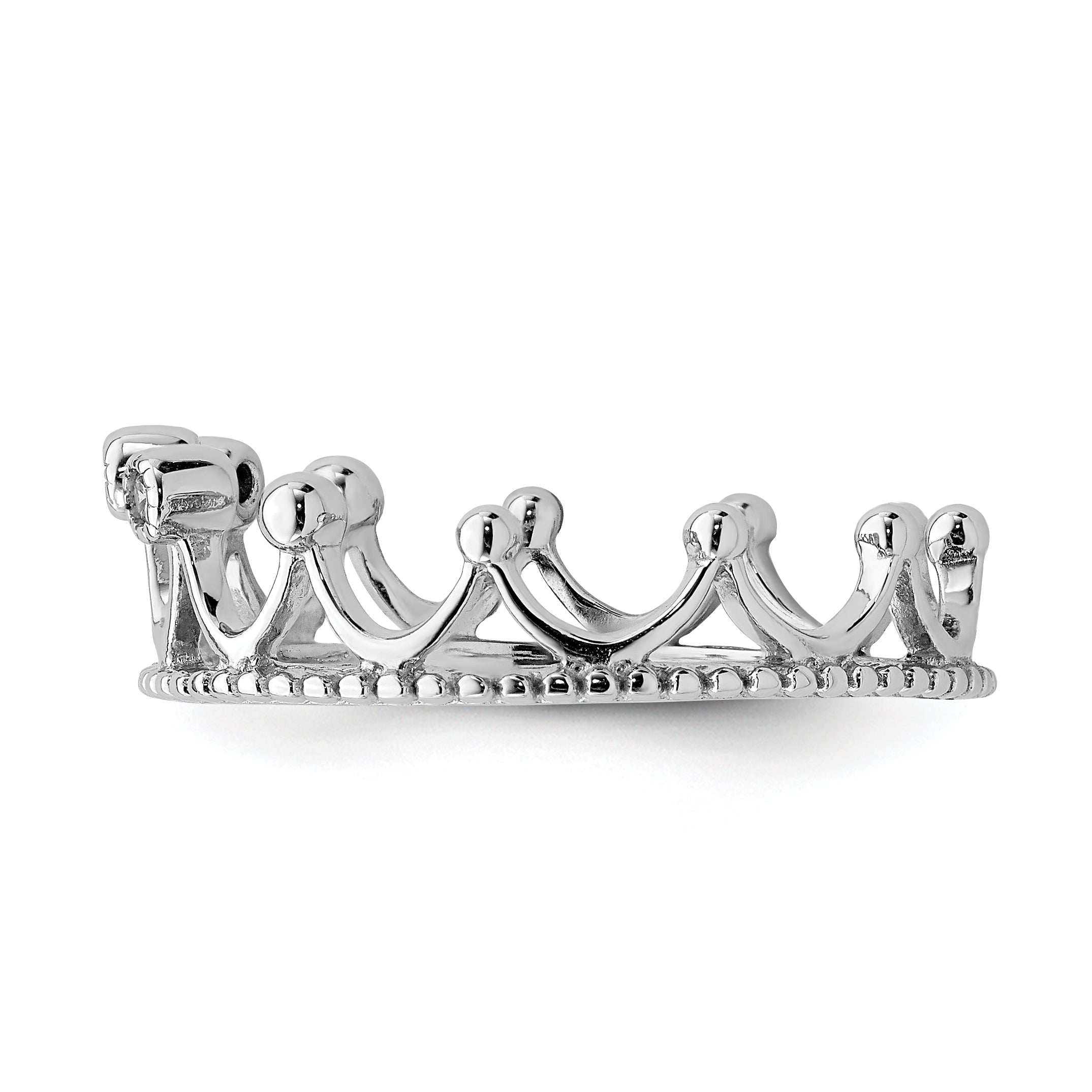 Sterling Silver Rhodium-Plated Cubic Zirconi Crown Ring