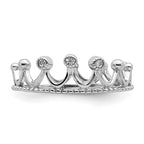 Sterling Silver Rhodium-Plated Cubic Zirconi Crown Ring