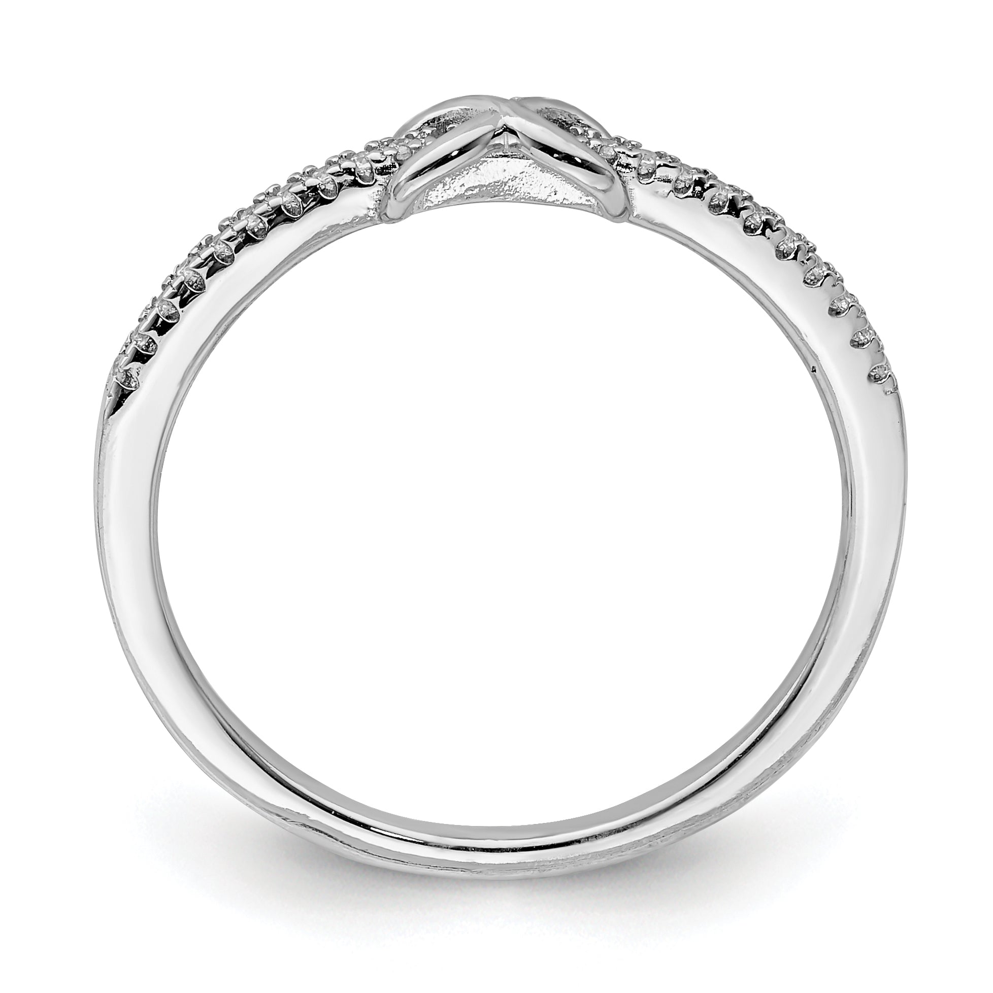 Sterling Silver Rhodium-plated CZ Infinity Ring Secondary image