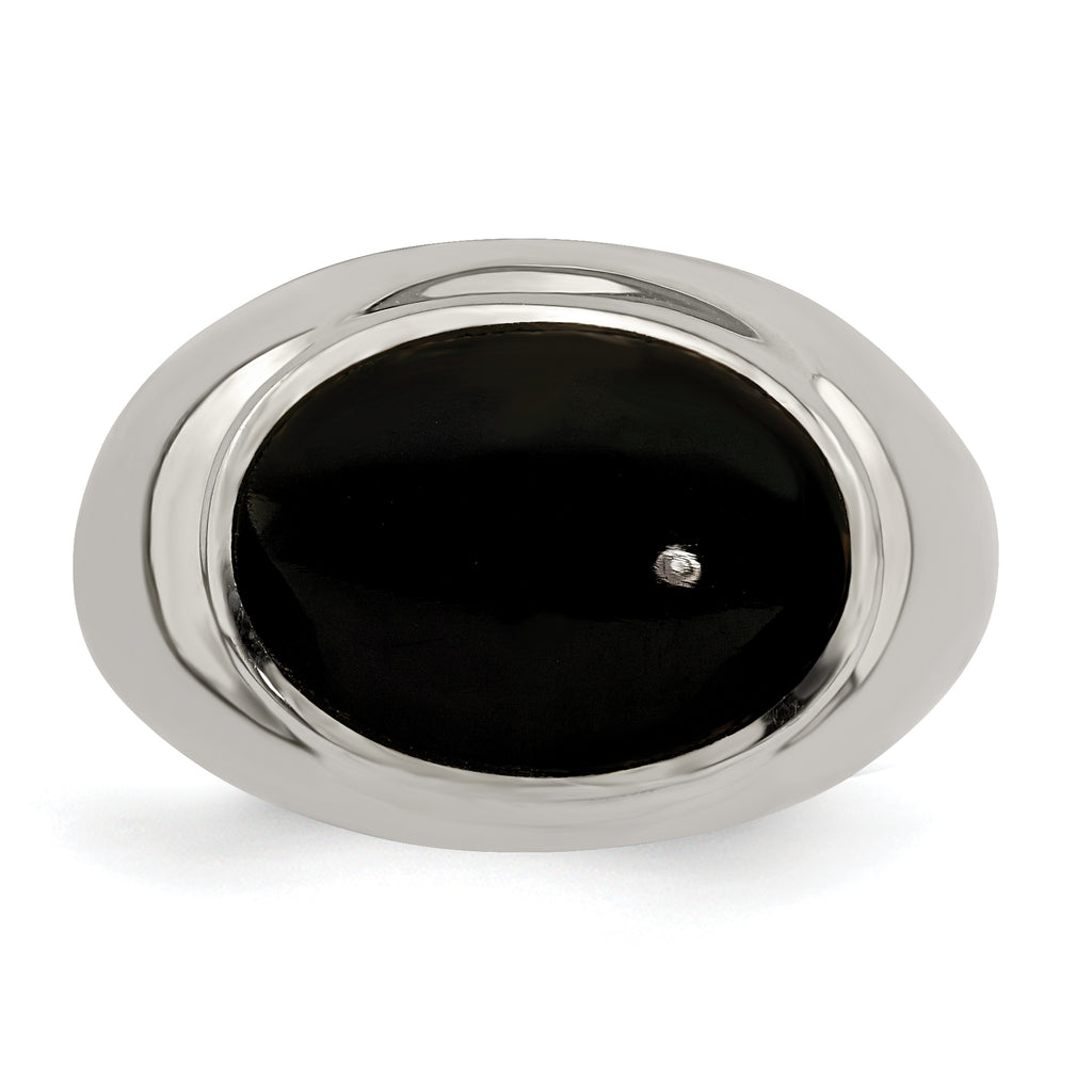 Sterling Silver Polished Black Onyx Ring