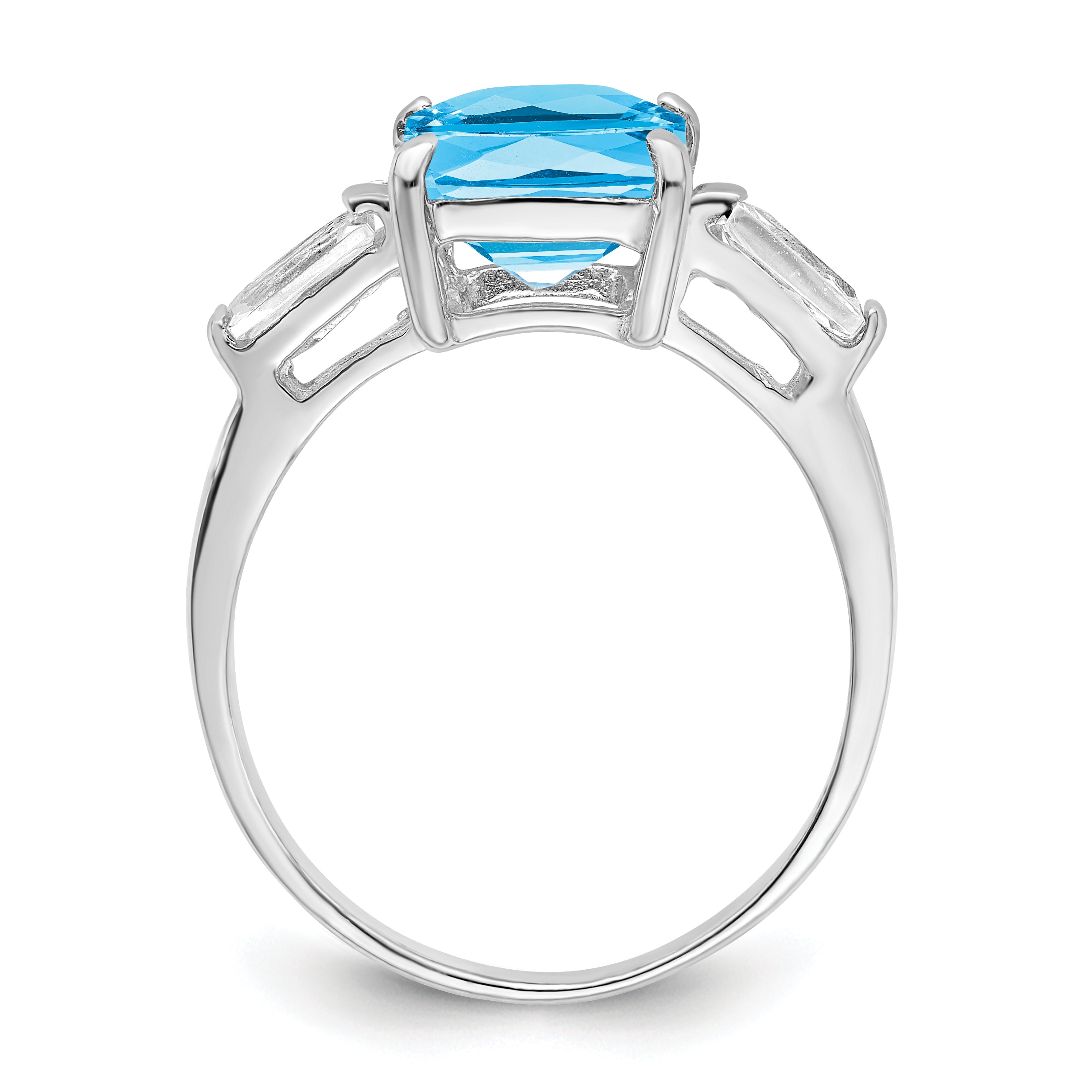 Sterling Silver Rhodium Blue Topaz Ring Secondary image