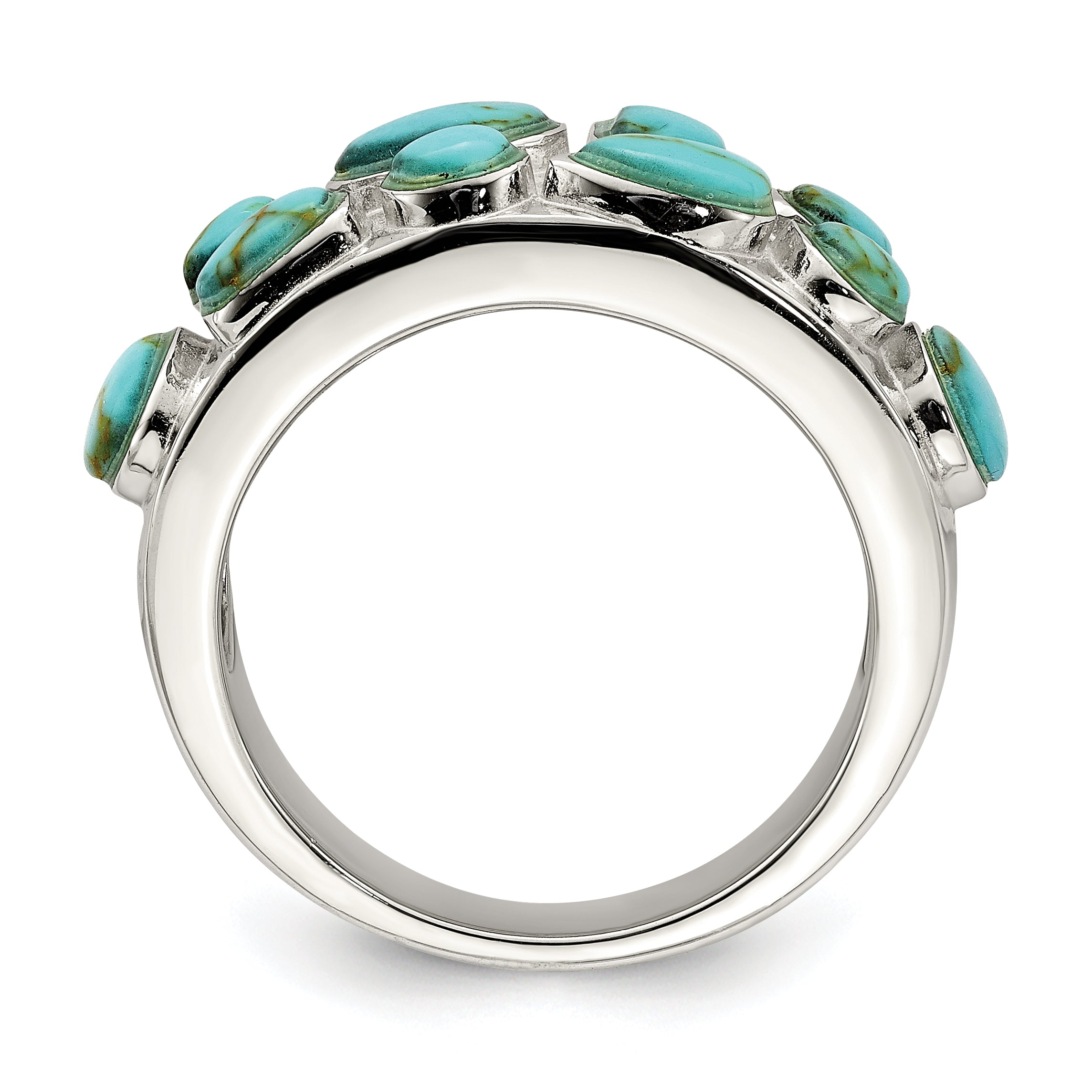 Sterling Silver Synthetic Turquoise Inlay Ring Secondary image