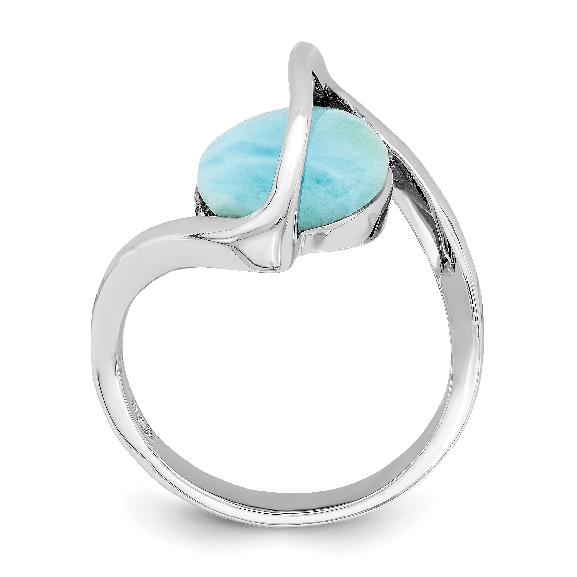 Sterling Silver Rhodium-plated Larimar Twisted Ring Secondary image