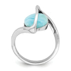 Sterling Silver Rhodium-plated Larimar Twisted Ring