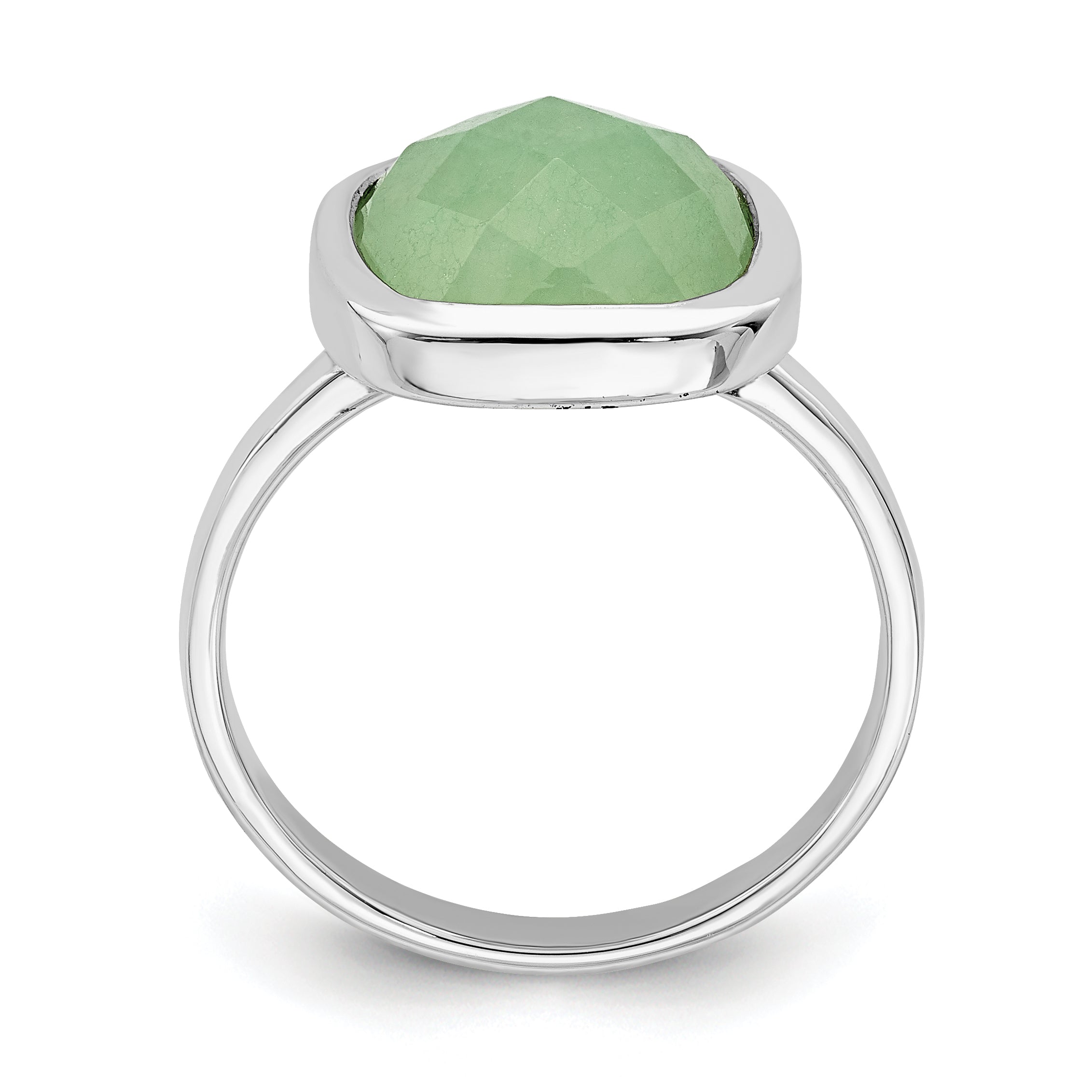 Sterling Silver Rhodium Plated Green CZ Ring Secondary image