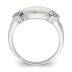 Sterling Silver Rhodium-Plated Marquise Lab created Opal & Cubic Zirconi Ring
