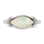 Sterling Silver Rhodium-Plated Marquise Lab created Opal & Cubic Zirconi Ring