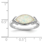 Sterling Silver Rhodium-Plated Marquise Lab created Opal & Cubic Zirconi Ring