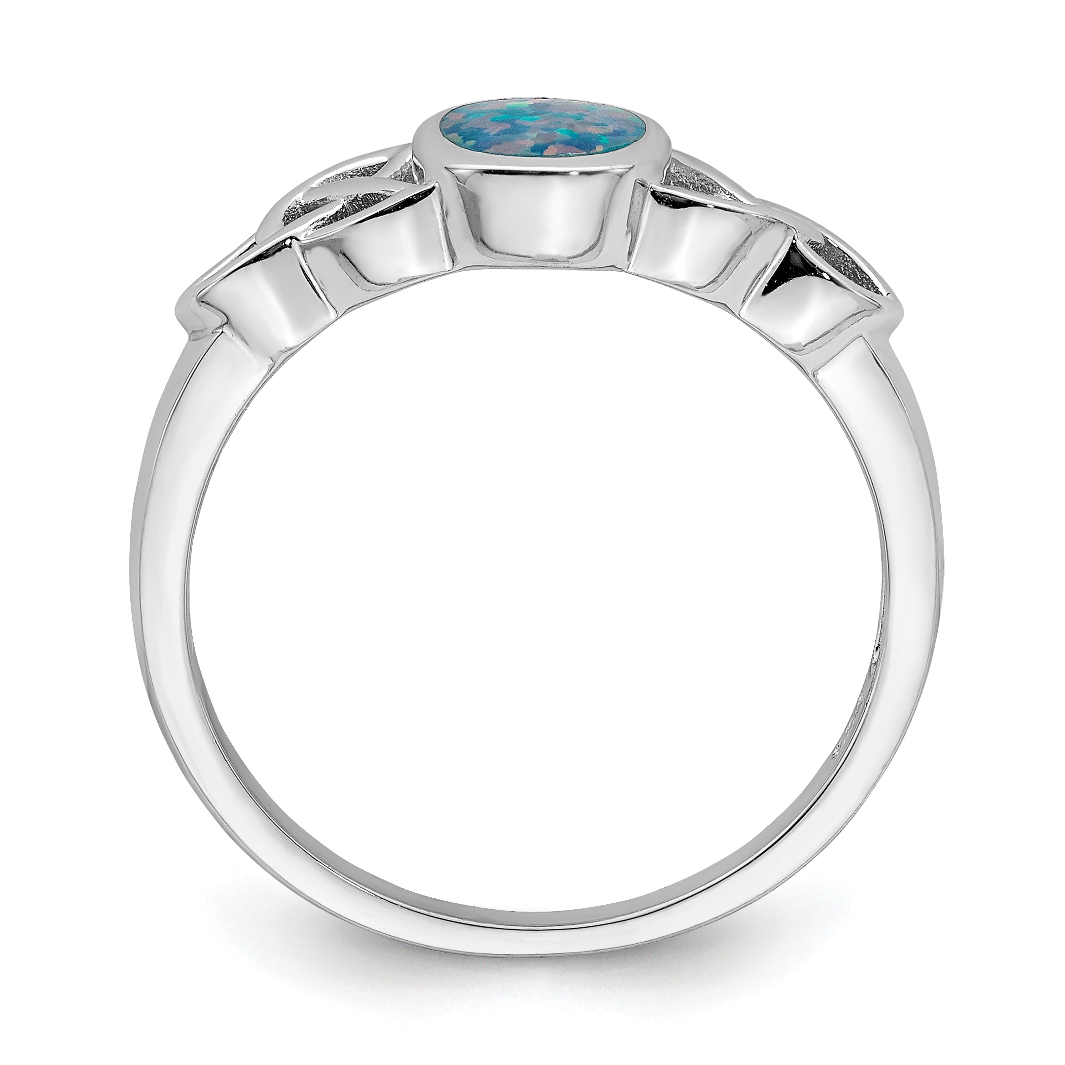 Sterling Silver Rhodium-plated Lab Created Opal Ring Secondary image