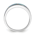 Sterling Silver Rhodium-Plated Lab Created Blue Opal Inlay Band