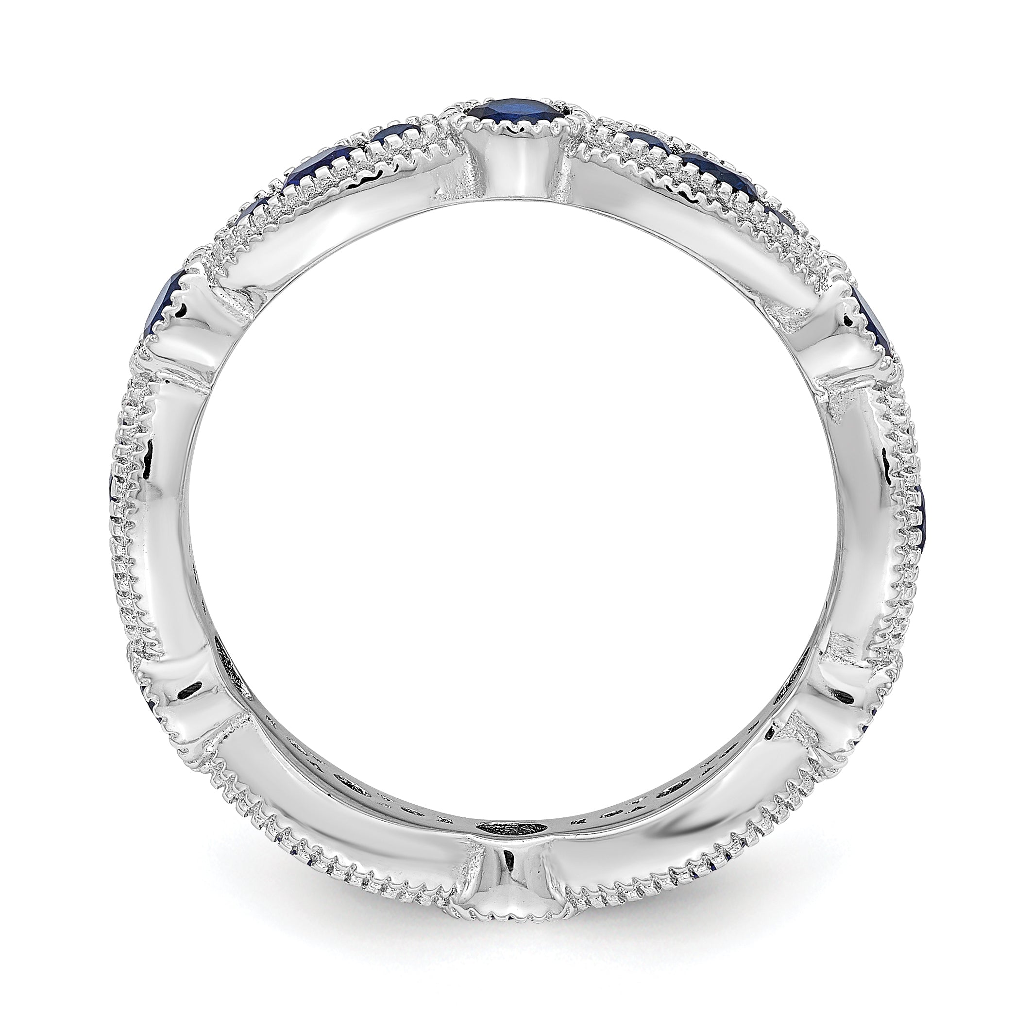 Sterling Silver Rhodium-plated Lab Cr Blue Spinel Eternity Band Secondary image