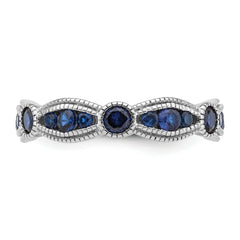 Sterling Silver Rhodium-plated Synthetic Blue Spinel Eternity Band