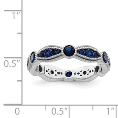 Sterling Silver Rhodium-plated Synthetic Blue Spinel Eternity Band