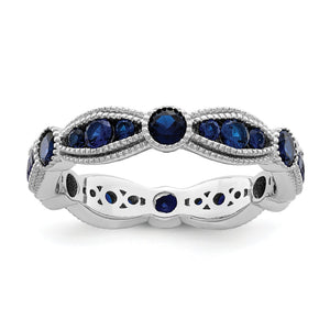 Sterling Silver Rhodium-Plated Lab Cr Blue Spinel Eternity Band - Sophia Jewelers